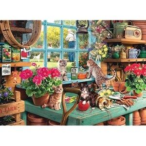 Windowsill Cat Garden Shed Jigsaw Puzzle 1000 Pieces NIB